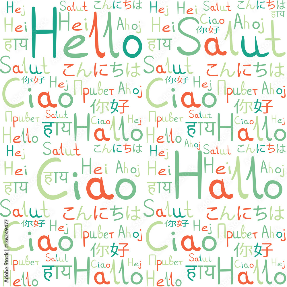 Hello all languages white background pattern green freindship 4 Hello all languages white background pattern green freindship 4