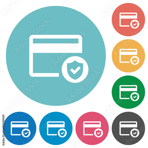 Safe credit card transaction flat round icons
