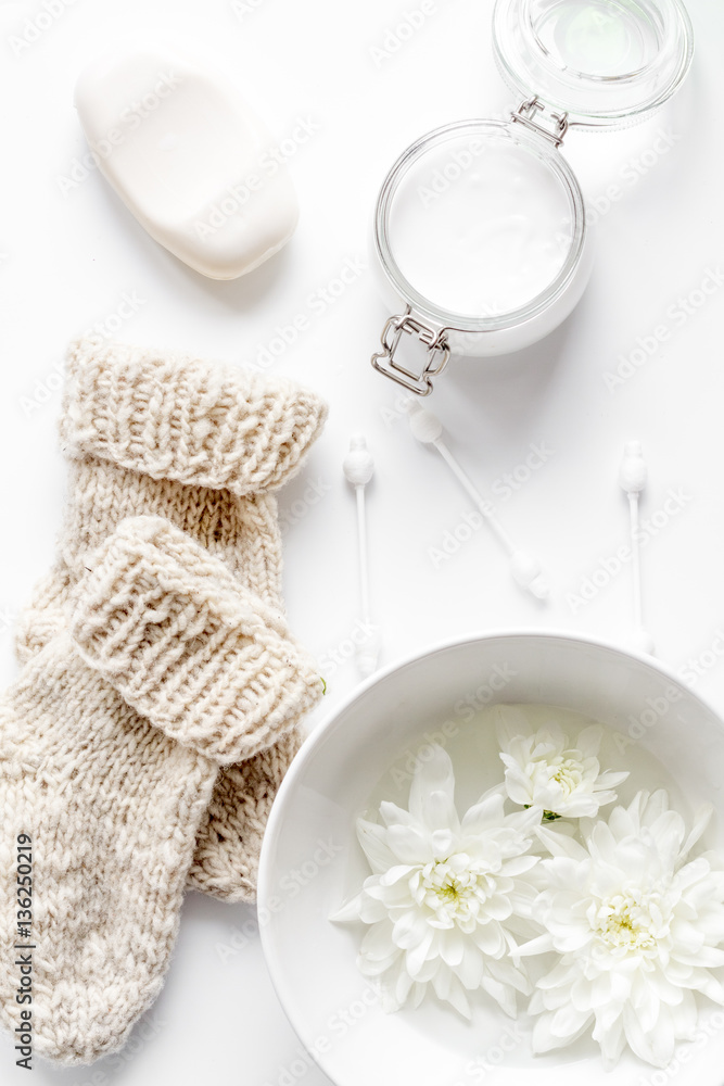 natural organic cosmetics for baby on white background top view natural organic cosmetics for baby on white background top view
