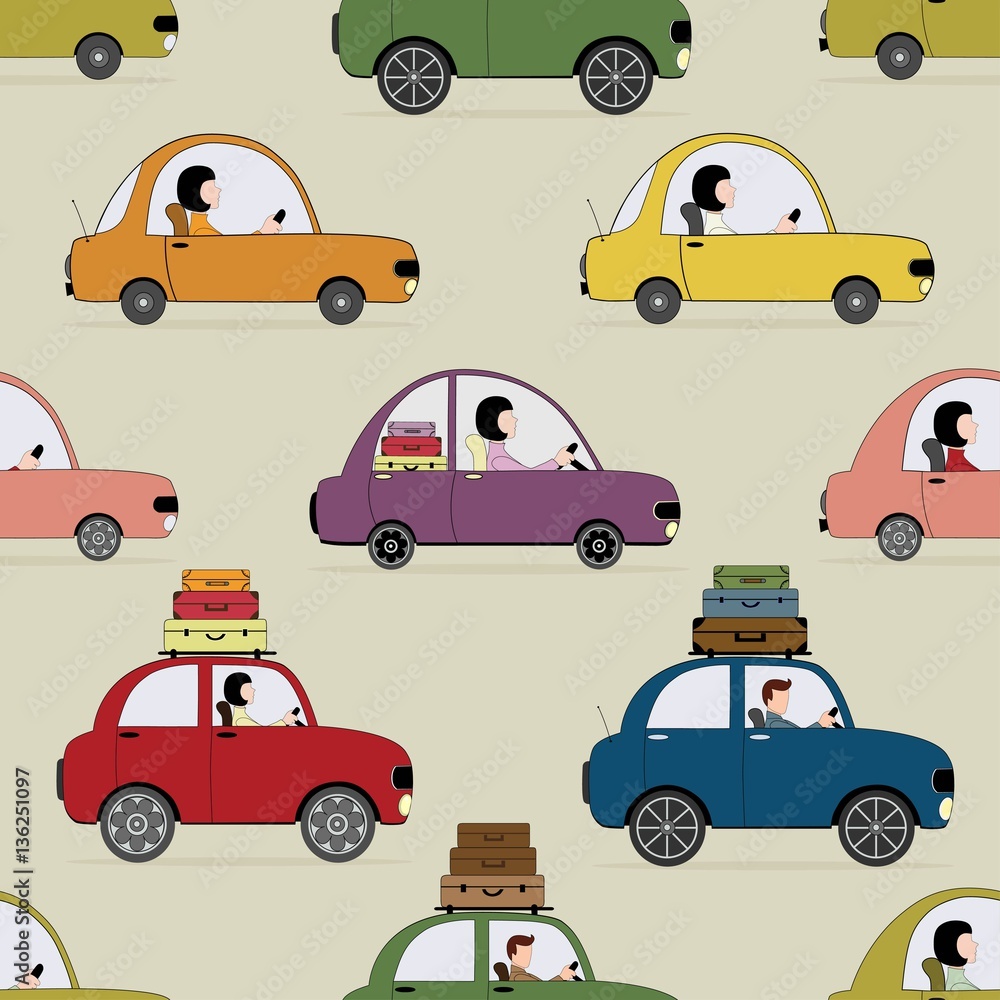 Seamless pattern with colorful cars Seamless pattern with colorful cars