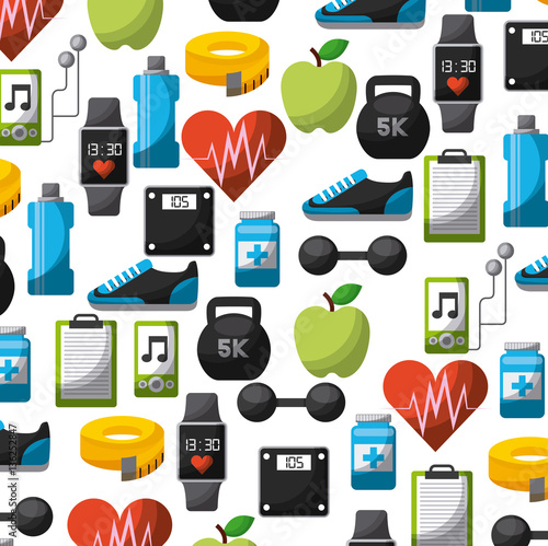 wallpaper of healthy lifestyle related icons. colorful design. vector illustration