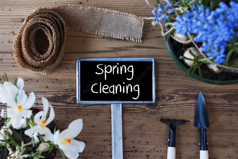 Obraz premium Flowers, Sign, Text Spring Cleaning