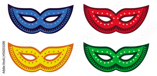 Color carnival masks. Vector clip art.
