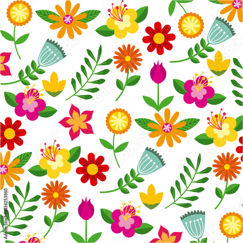 background with flowers and branches. spring season concept. vector illustration