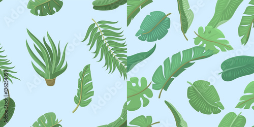 Seamless pattern with banana leaves vector illustration. © Vectorwonderland
