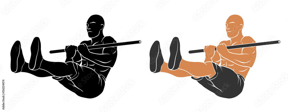 L sit pull up exercise Stock Vector