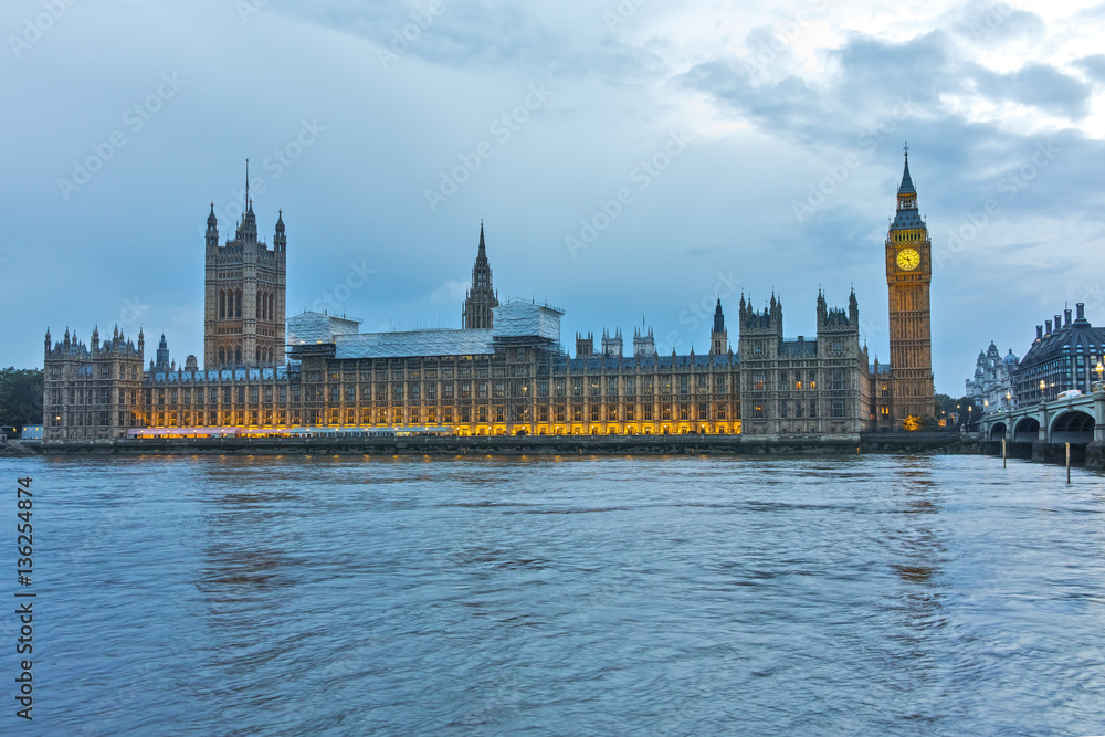 Houses of Parliament with Big Ben, Westminster Palace, London, England, Great Britain