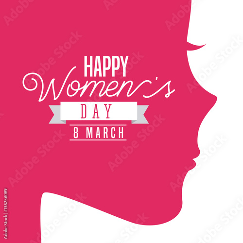 happy womens day card with woman profile icon. colorful design. vector illustration