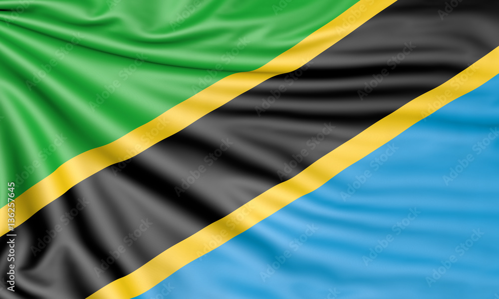 Flag of Tanzania, 3d illustration with fabric texture Flag of Tanzania, 3d illustration with fabric texture
