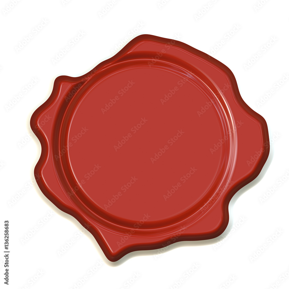 Red wafer or wax seal - 3D illustration Red wafer or wax seal - 3D illustration