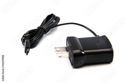 Mobile phone charger isolated on white background