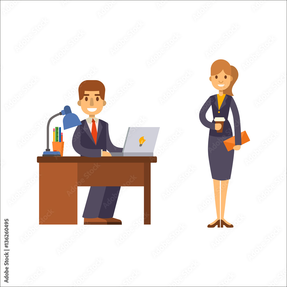 Obraz premium Business people man and woman vector illustration.