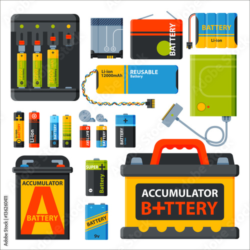 Battery energy electricity tool vector illustration.