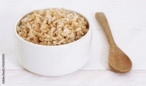 Brown Rice on white background