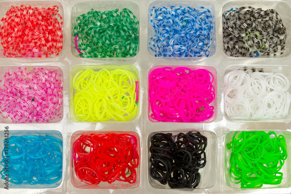Set of rubber bands to weaving bracelets in a box Set of rubber bands to weaving bracelets in a box