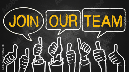 join our team.thumbs up on blackboard photo