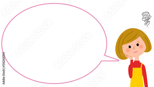 困るエプロンの女性　吹き出し