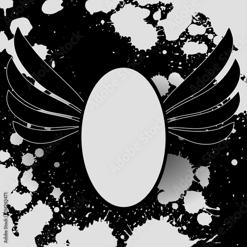 Shabby grunge rock winged banner