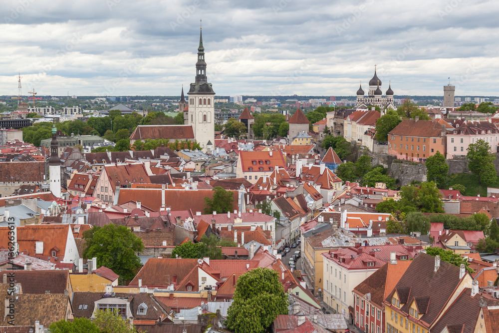 Tallinn Old Town aerial panorama view,Estonia.

