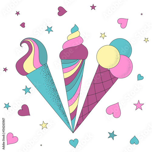 Vector cute ice cream horns
