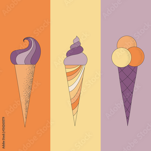 Vector cute ice cream horns
