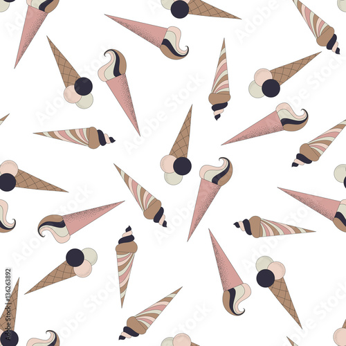 Repeating vector  pattern with cute ice cream horns
