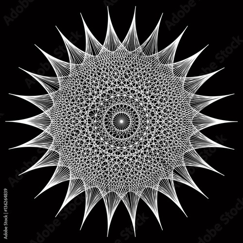 Epicycloid round vector star for design project on black
