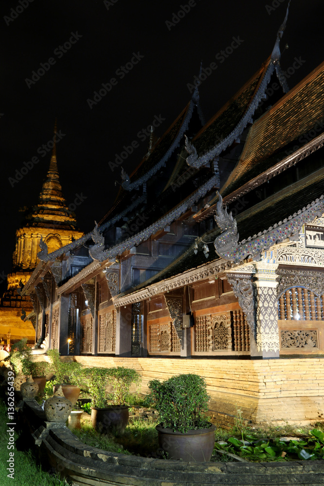 Night landscape of  Wat Lok Molee Chiangmai Thailand