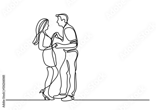 continuous line drawing of dancing couple