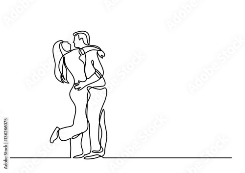 continuous line drawing of happy couple