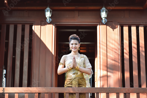 Beautiful Thai girl in Thai traditional costume