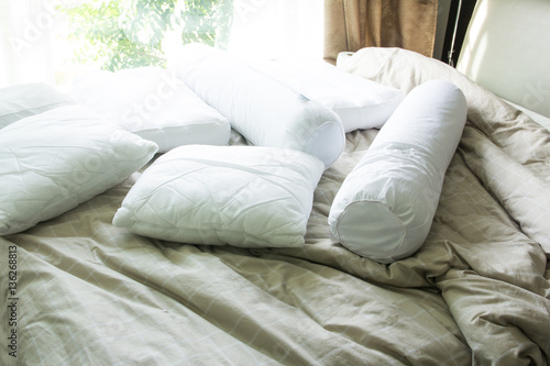 Close up pillow with bolster on bed