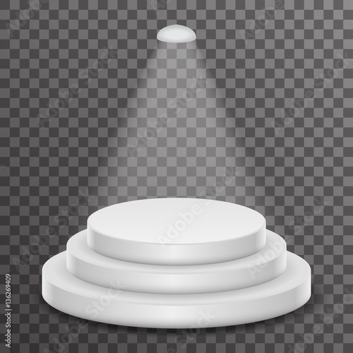 Award podium stage ceremony illuminated 3d realistic design vector illustration