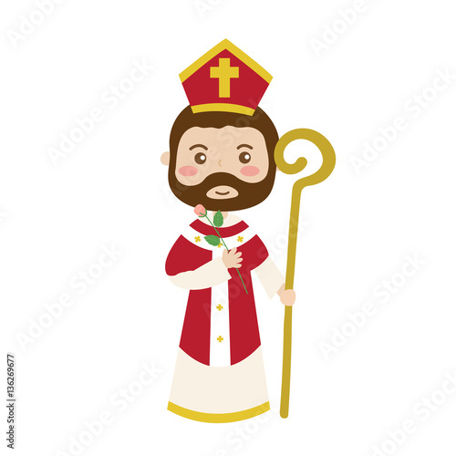 Saint Valentine cartoon character isolated on white background.