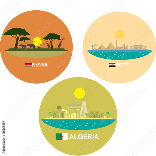 Egypt country design template. Flat style historic sight showplace vector illustration.