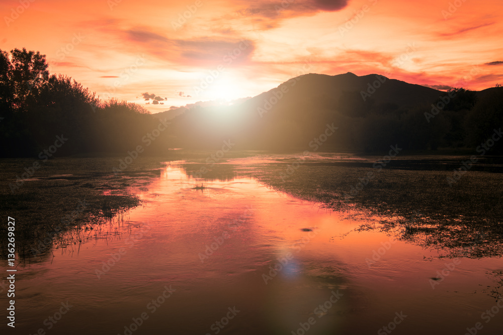 sunset river