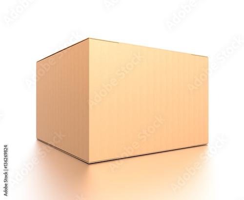 Wallpaper Mural Brown corrugated cardboard box from side closeup angle. Blank, horizontal, and rectangle shape. Torontodigital.ca