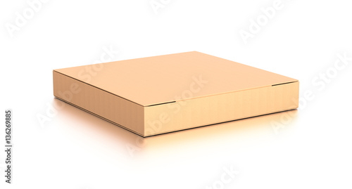 Brown corrugated cardboard box from top side angle. Blank, horizontal, and rectangle shape.