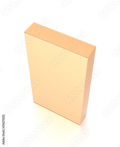 Brown corrugated cardboard box from top side closeup angle. Blank  vertical  and rectangle shape.