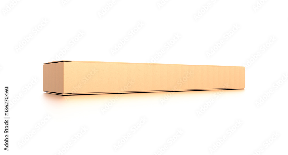 Brown corrugated cardboard box from side closeup angle. Blank, horizontal, and rectangle shape. Brown corrugated cardboard box from side closeup angle. Blank, horizontal, and rectangle shape.