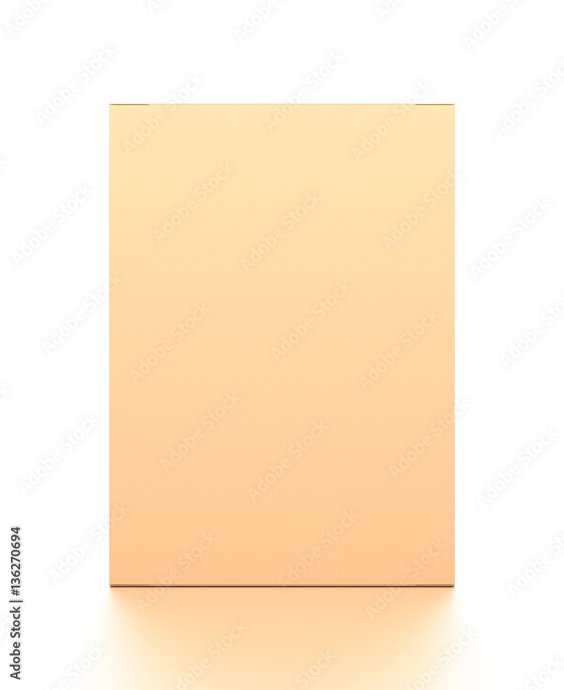 Fototapeta premium Brown corrugated cardboard box from front angle. Blank, vertical, and rectangle shape.