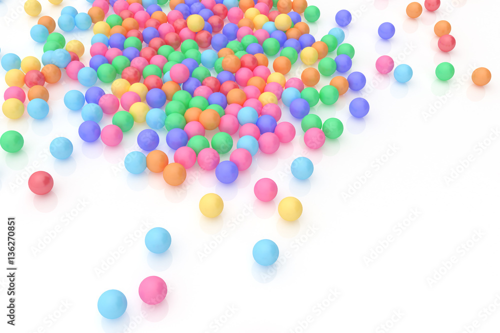 3D rendering a lot of rubber ball on white background,colorful c - obrazy, fototapety, plakaty 