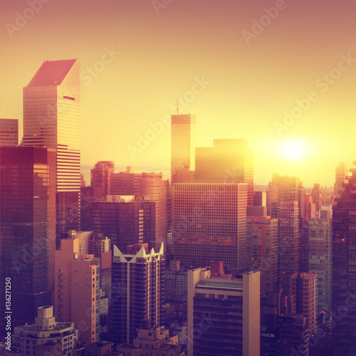 New York City at sunrise.