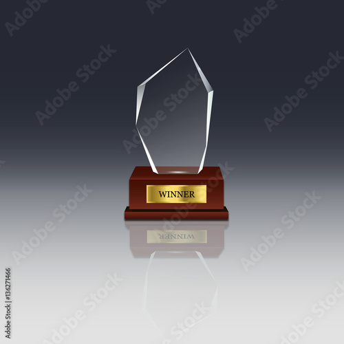 Realistic Blank Vector Glass Trophy Award