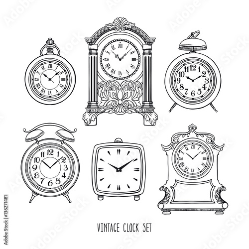 sketch vintage clock