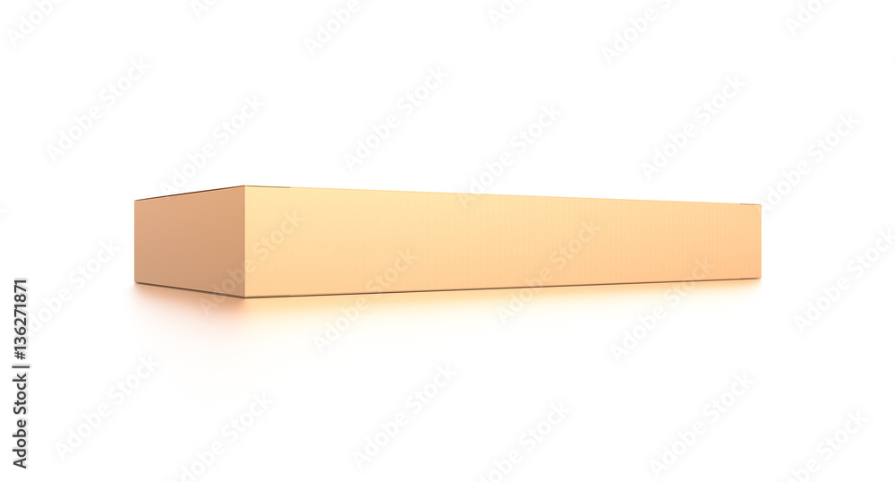 Brown corrugated cardboard box from side closeup angle. Blank, horizontal, and rectangle shape. Brown corrugated cardboard box from side closeup angle. Blank, horizontal, and rectangle shape.