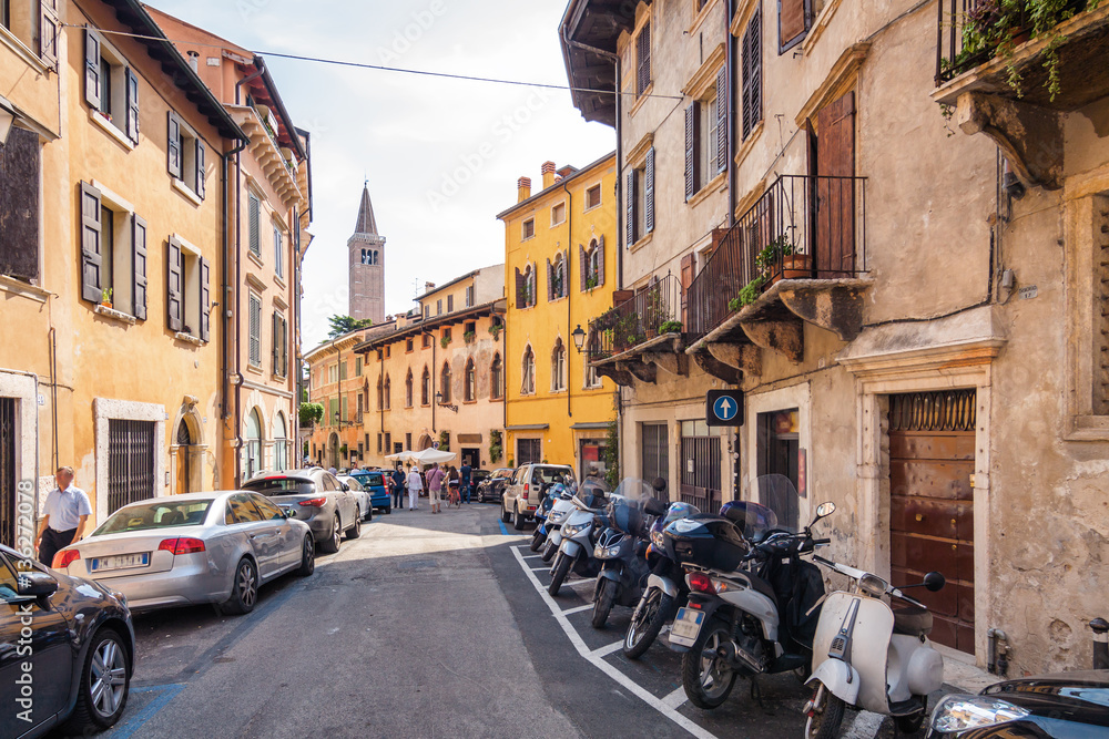 One of the streets of Verona, Veneto region, Italy.