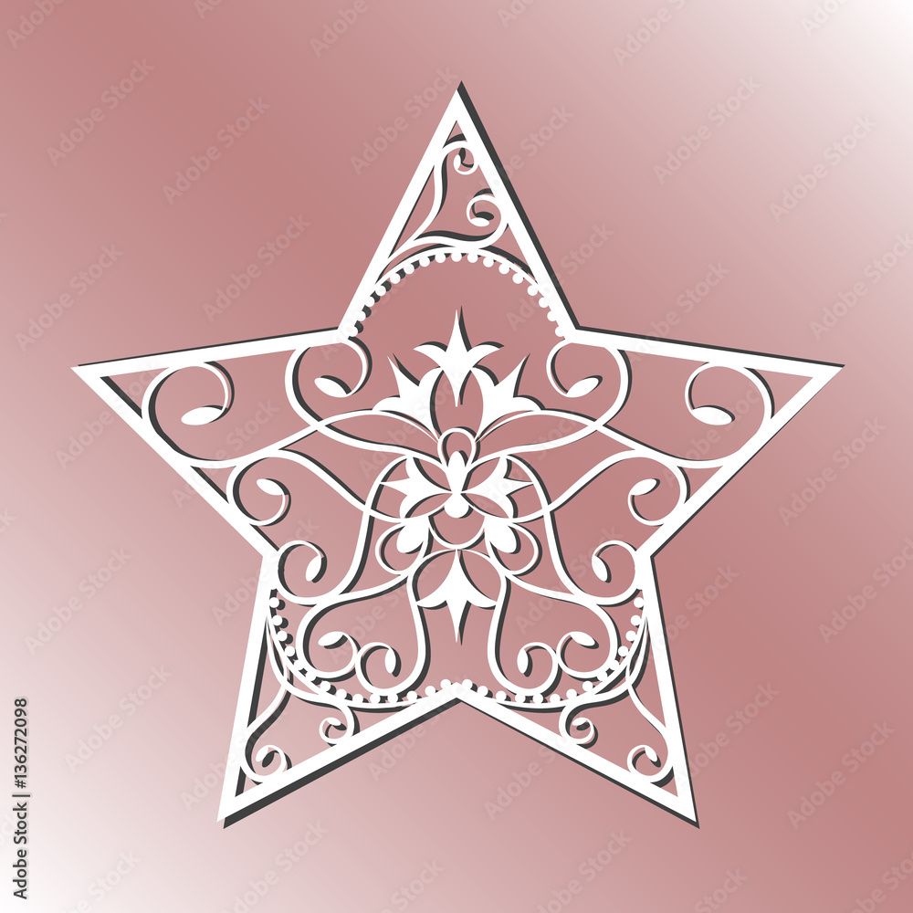 Cutting card. Laser cut star vector panel. Cutout silhouette with star  pattern. Filigree star pattern for paper cutting. white Stock Vector |  Adobe Stock
