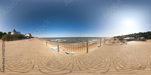 Fototapeta Naklejka Na Ścianę i Meble -  Full 360 degree equirectangula panorama promenade of the Baltic Sea