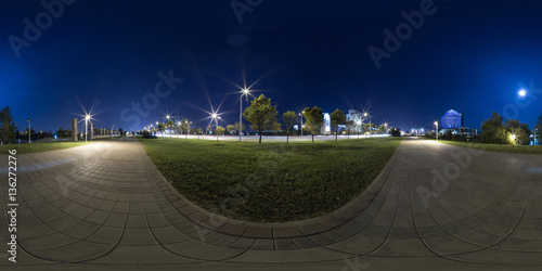 Full 360 degree equirectangula panorama night city